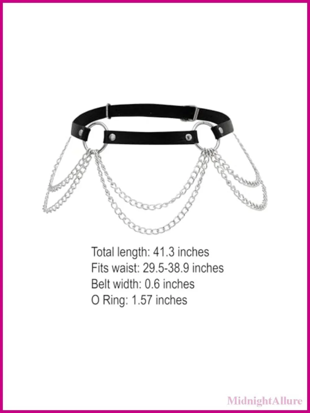 Goth Punk Emo Grunge PU Leather Waist Chain Belt Adjustable